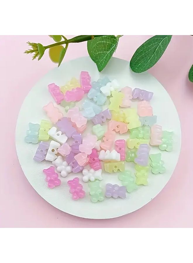 60PCS Random Mix Acrylic Bear Beads Mini Animal Ornaments For DIY Jewelry Making - Image 5